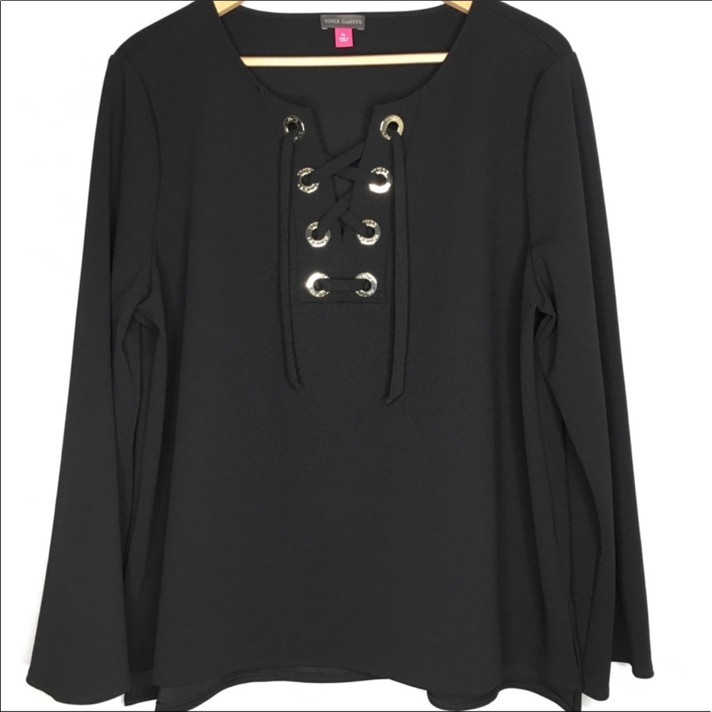 Vince Camuto Bell Sleeve Lace Up Top XL